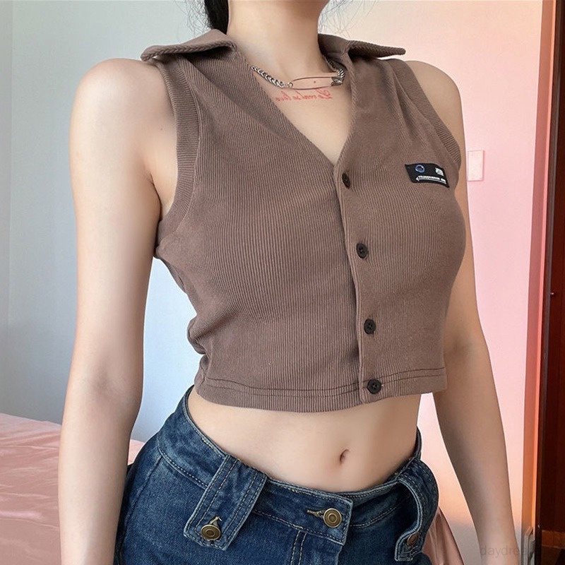 Áo Tank Top Không Tay Dáng Ôm Phong Cách Thời Trang Retro Dành Cho Nữ
