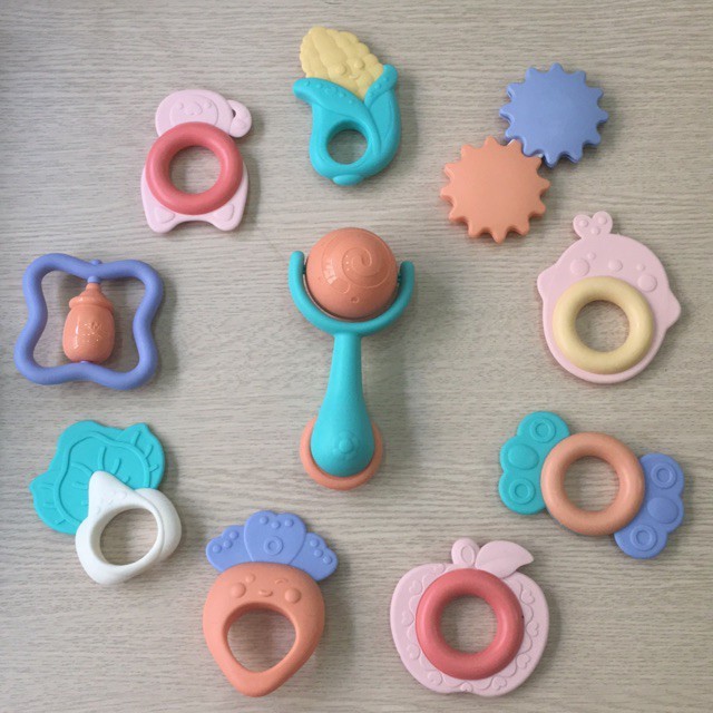 Bộ đồ chơi gặm nướu xúc xắc 10 món Baby Rattle cho bé. Đồ chơi lục lạc cho bé {Đồ chơi cho bé]