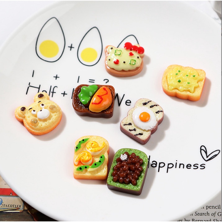 Mô hình trang trí nhà búp bê bánh mì ngọt trứng ốp la trang trí nhà Dollhouse