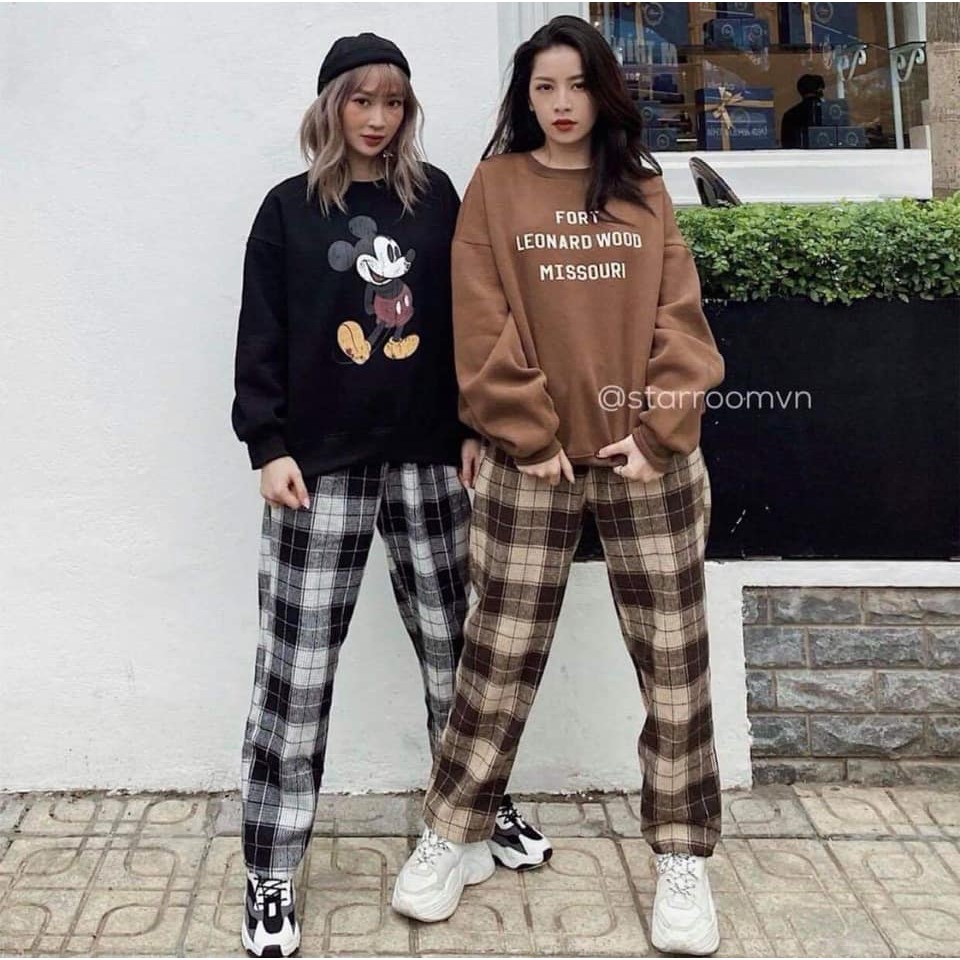 Quần Cul Dáng Dài Kẻ Caro Nữ - Rere.Store [FREESHIP] - Culottes ống rộng dáng suông họa tiết ô vuông nhiều màu Ulzzang