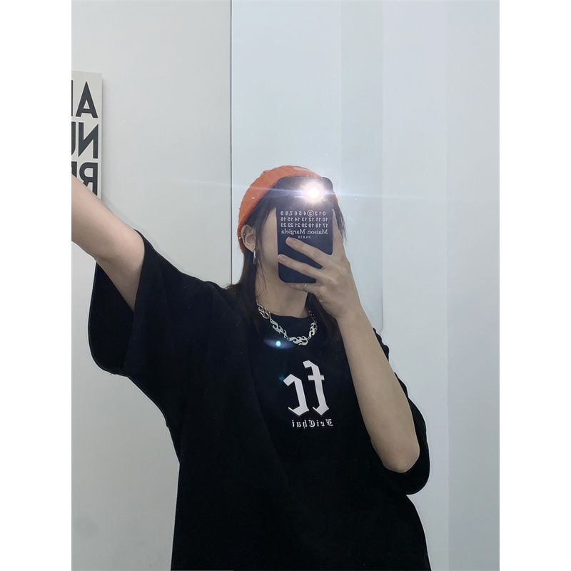 Áo Thun Nữ Ngắn Tay Cổ Tròn In Chữ Đơn Giản Thời Trang