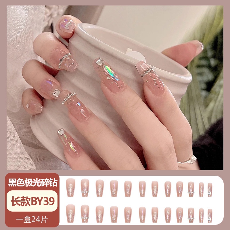 Sản Phẩm Hoàn Thiện Móng Tay Yêu Tinh Hạt Kim Cương Lấp Lánh Cực Quang Dáng Dài Giữa Na