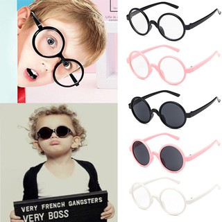 Children Round Flat Glasses Stylish punk metal rimmed sunglasses