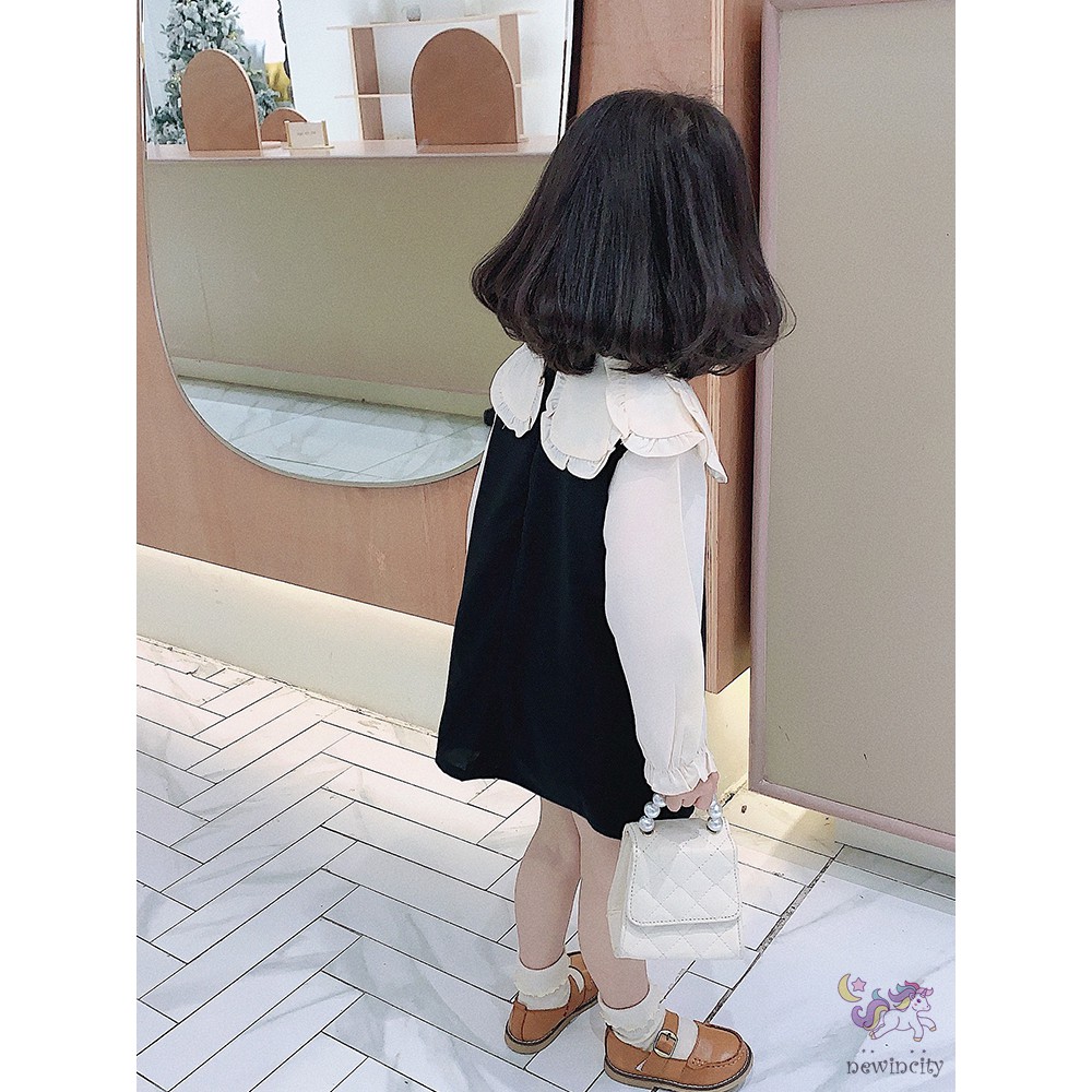 Đầm tay dài phối màu thời trang cho bé gái