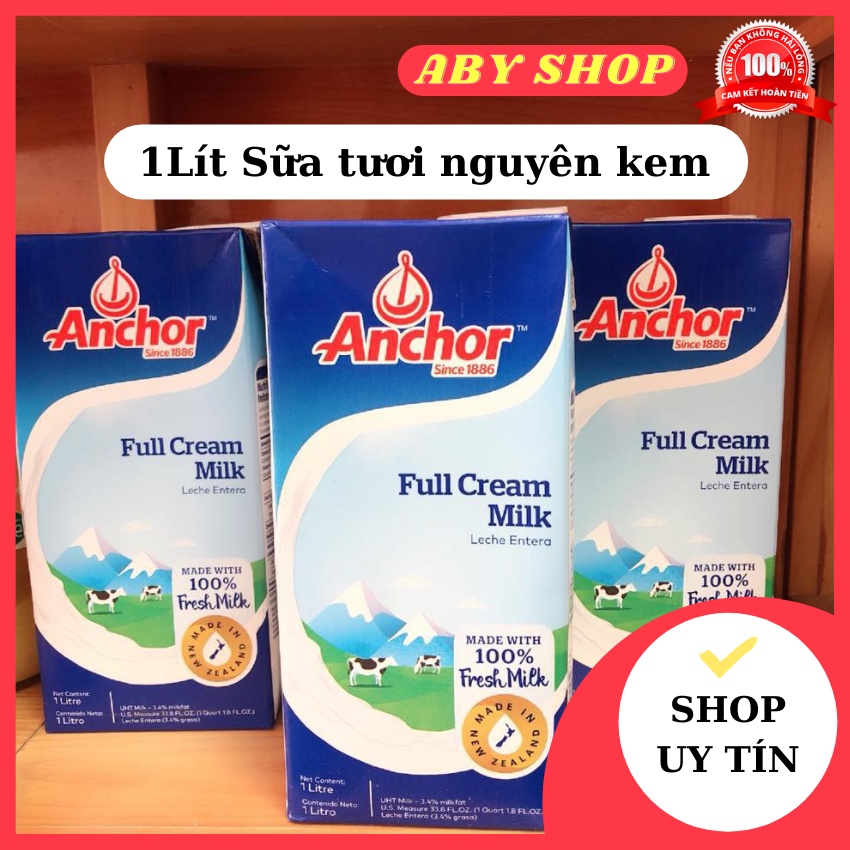 Sữa tươi nguyên kem ⚡ LOẠI NGON ⚡1l sữa tươi Full Cream Anchor không thể thiếu trong việc làm bánh, kem