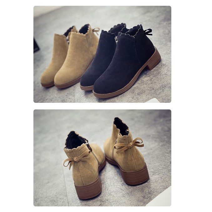 Boot nữ cổ ngắn da lộn Ankle Boots Đẹp (Ảnh thật) FullBox