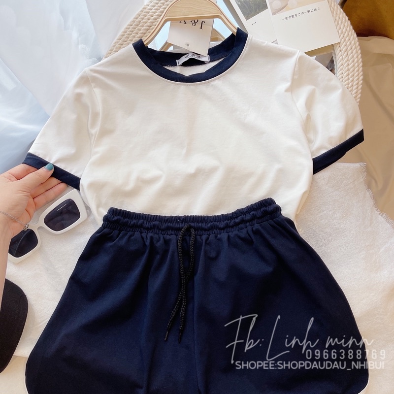 [ẢNH THẬT+VIDEO] Set thể thao nữ cotton pha viền mix quần vạt | BigBuy360 - bigbuy360.vn