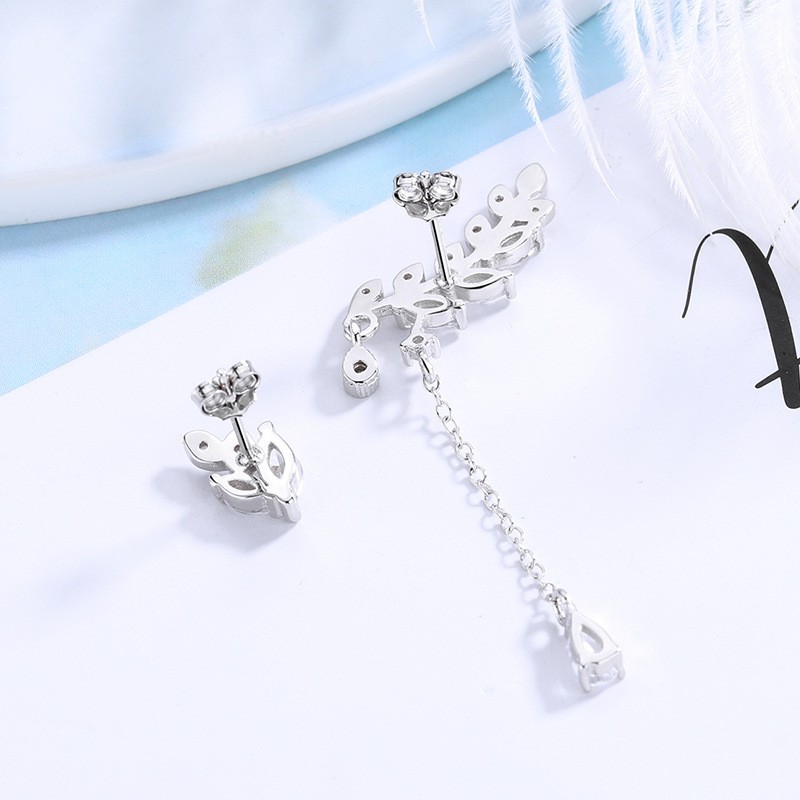 Bông tai dáng dài đính đá xinh xắn thanh tao hình giọt sương rơi nhánh lá ANTA Jewelry - ATJ7001