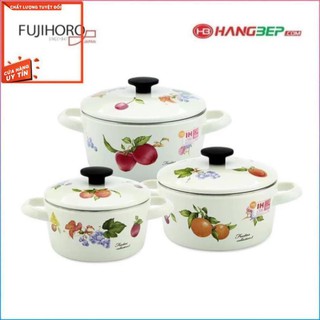 Bộ 3 Nồi Tráng Men Hoa Văn
