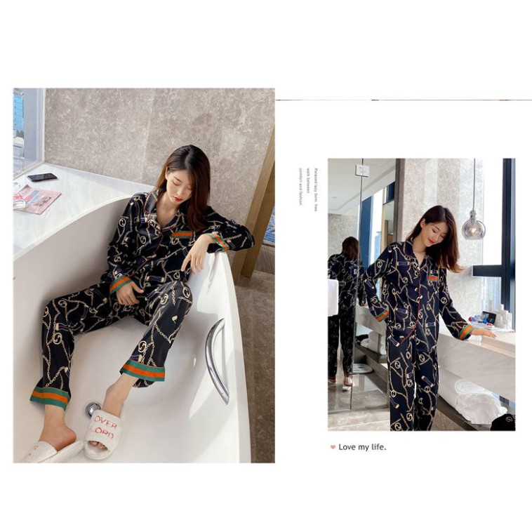 Bồ đồ ngủ chất liệu lụa dài tay dáng rộng size M-5XL Hàn Quốc dành cho nữ | BigBuy360 - bigbuy360.vn