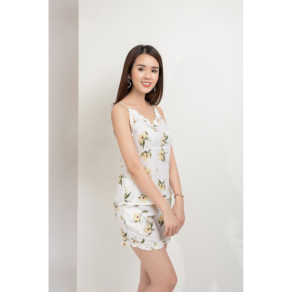 Bộ lanh mặc nhà nữ quần đùi hai dây họa tiết B01.2008 - Thời Trang Gia Đình VT | BigBuy360 - bigbuy360.vn