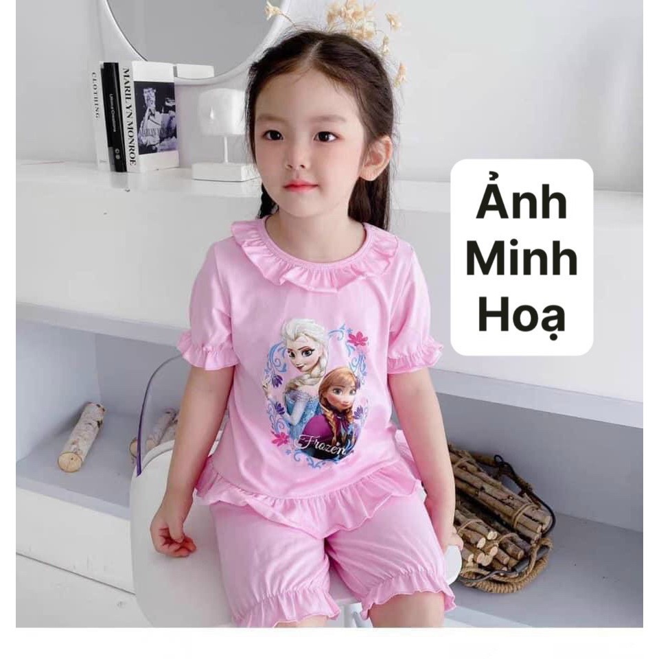 [BỘ CỘC TAY ELSA MỚI NHẤT 2021] Bộ cộc tay in hình công chúa Elsa chất cotton thoáng mát mới nhất cho bé 8-22kg (QATE)