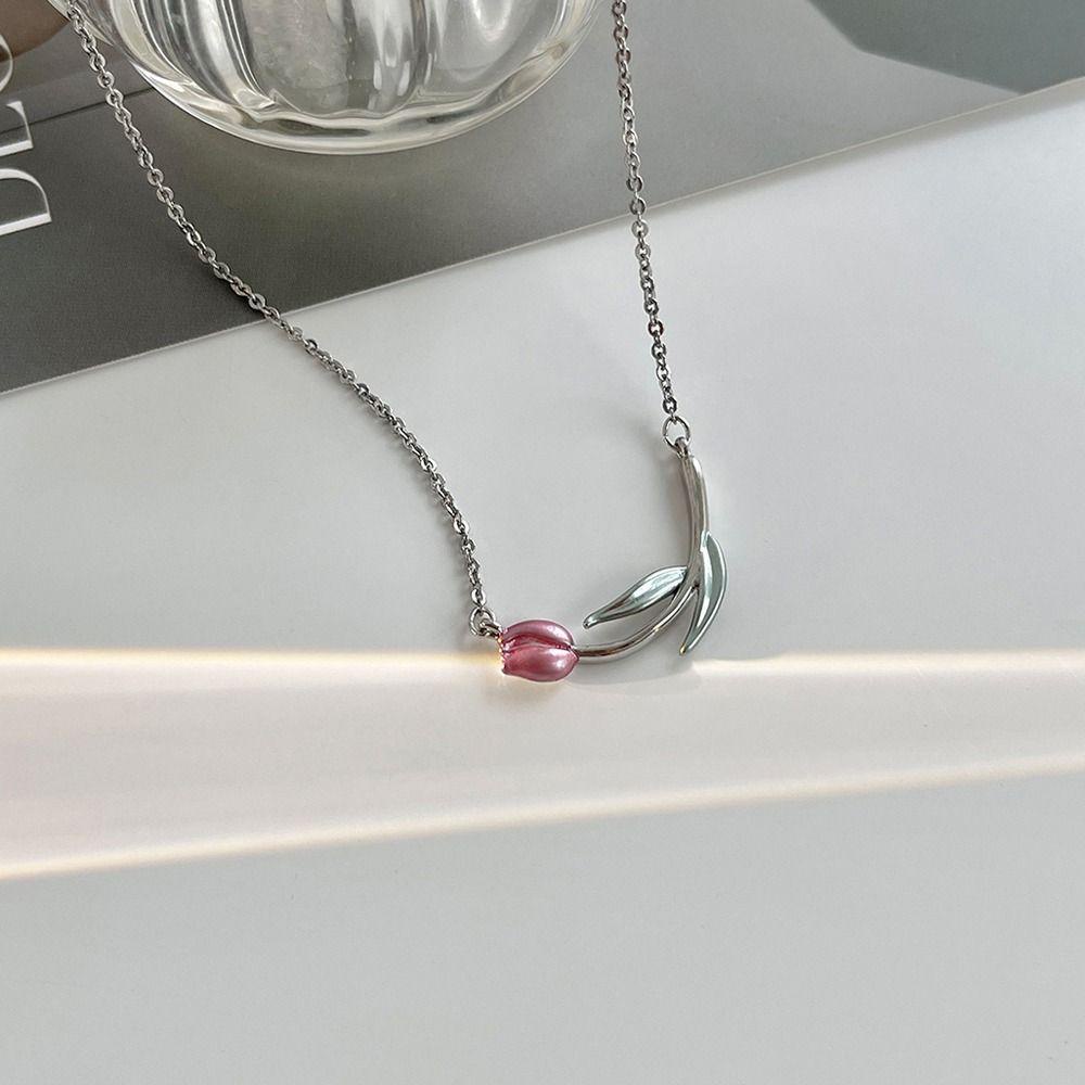 Vòng Cổ Choker Mặt Hoa Tulip Dầu Ngọt Ngào Sang Trọng Phong Cách Hàn Quốc Cổ Điển Dành Cho Bạn Nữ