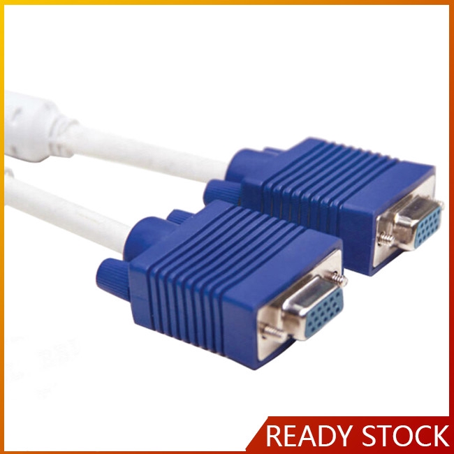 Computer to Dual Monitor VGA Splitter Cable Video 1 in 2 Out Adaptor for Computer TV Video Projector