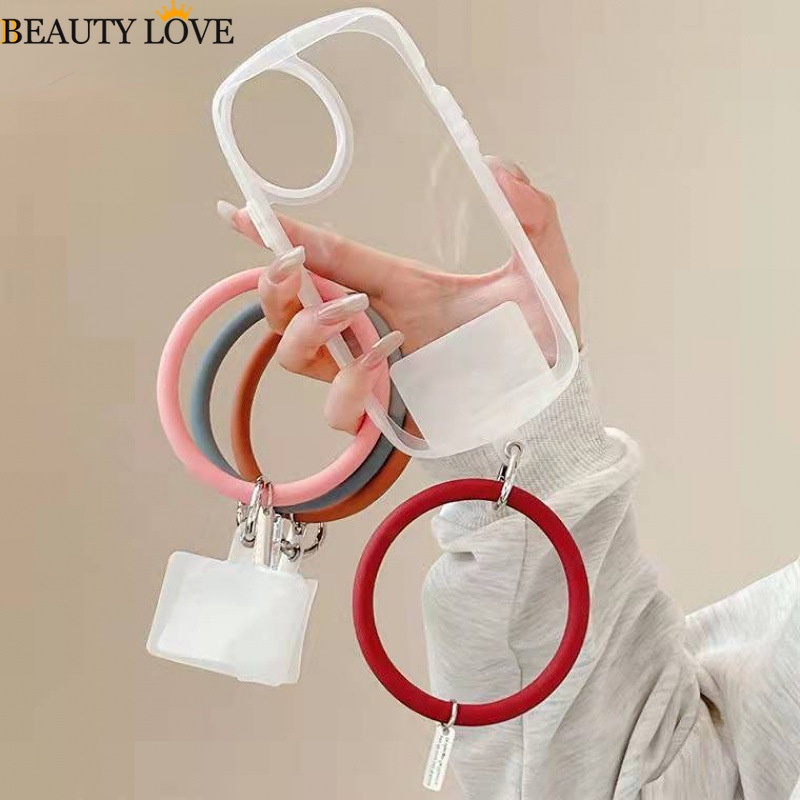 Dây Đeo Thẻ / Điện Thoại Bằng Silicon Màu Trơn Chống Thất Lạc Có Thể Tháo Rời