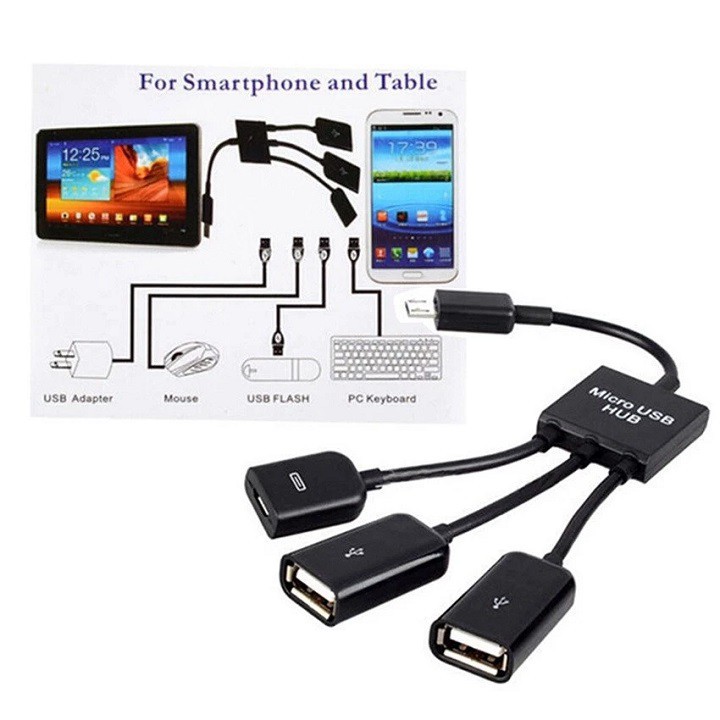 Cáp OTG 3 đầu cho android - Cáp Usb cho android - OTG cable 3 in 1