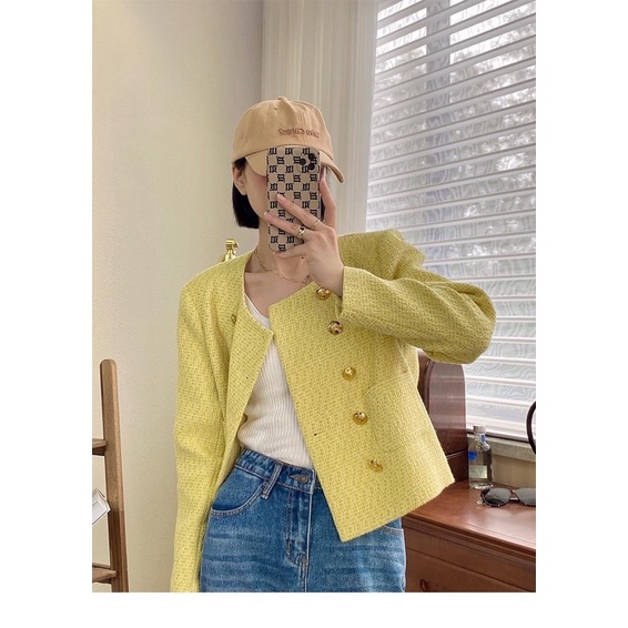 Áo dạ Tweed vàng chanh hàng quảng châu siêu cấp quảng châu loại 1