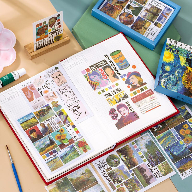 Hộp Sticker Vintage Trang Trí Xinh Xắn 50 tờ