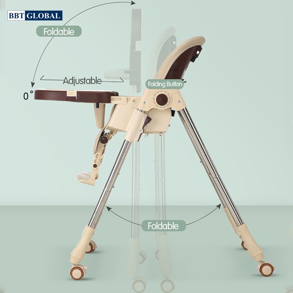 Ghế ngồi ăn dặm cao cấp BBT Global có bánh xe điều chỉnh được tư thế GH06