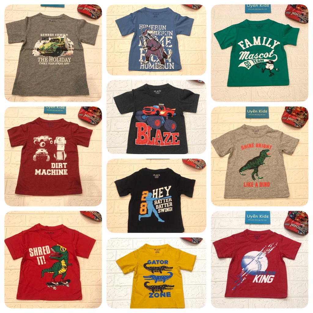 Áo bé trai vải xuất place nhiều màu 1-5T