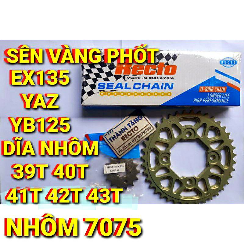 NHÔNG SÊN DĨA PHỐT EXCITER 135/YAZ/YB125 DĨA NHÔM 7075 SIÊU CỨNG 39T 40T 41T 42T 43T SÊN PHỐT RECTO MALAYSIA
