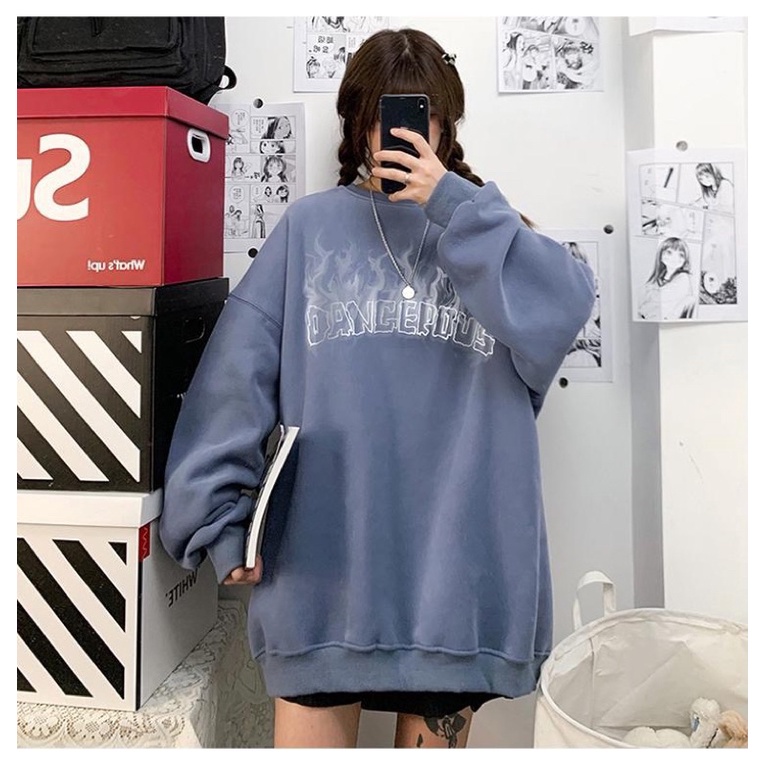 Áo Sweater Nỉ Bông Unisex Tay Dài DANGEROUS