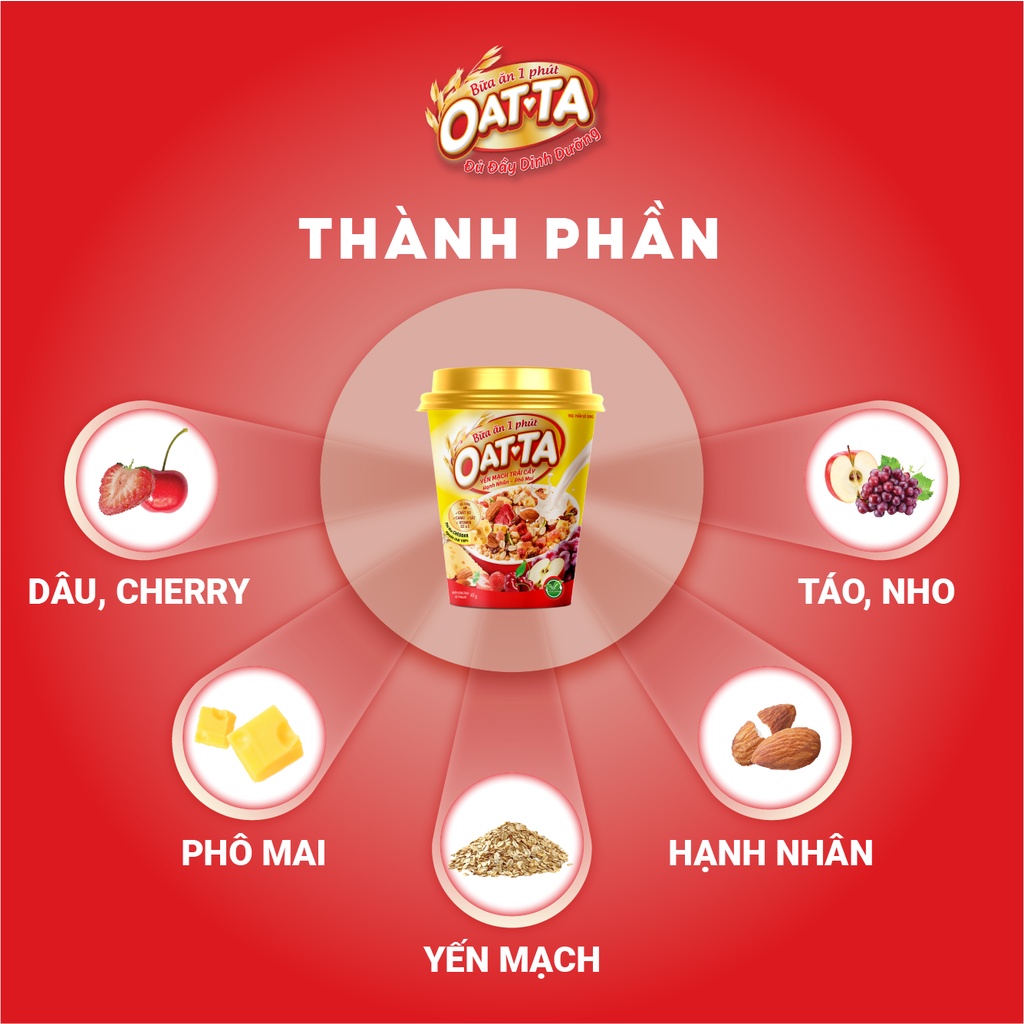 Yến mạch trái cây Oatta Hạnh nhân - Phô mai 45g