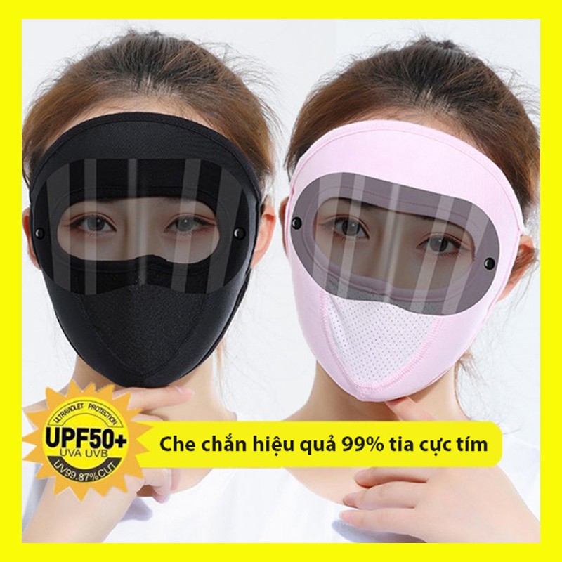 Khẩu trang vải cotton có kính chắn gió, khói bụi  -  Khẩu trang ninja vải nỉ có kính bảo vệ mắt 2in1 chống nắng