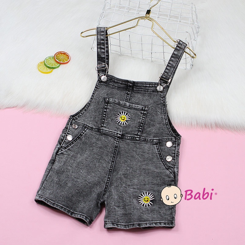 Quần Yếm Short Jeans Cho Bé Gái Thêu Hoa Cúc Cute (2 - 7 tuổi)