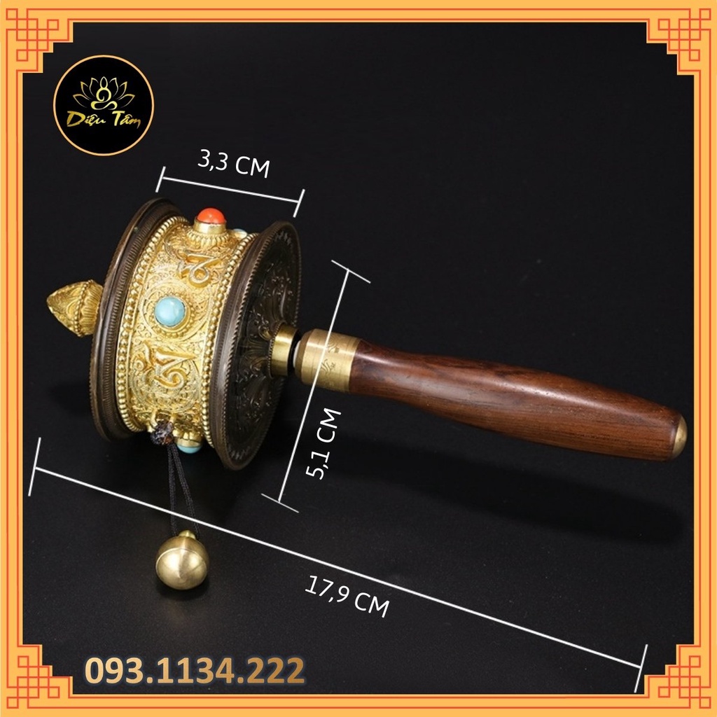 Kinh luân cầm tay Om Mani Padme Hum -bánh xe kinh luân cầu nguyện MS250