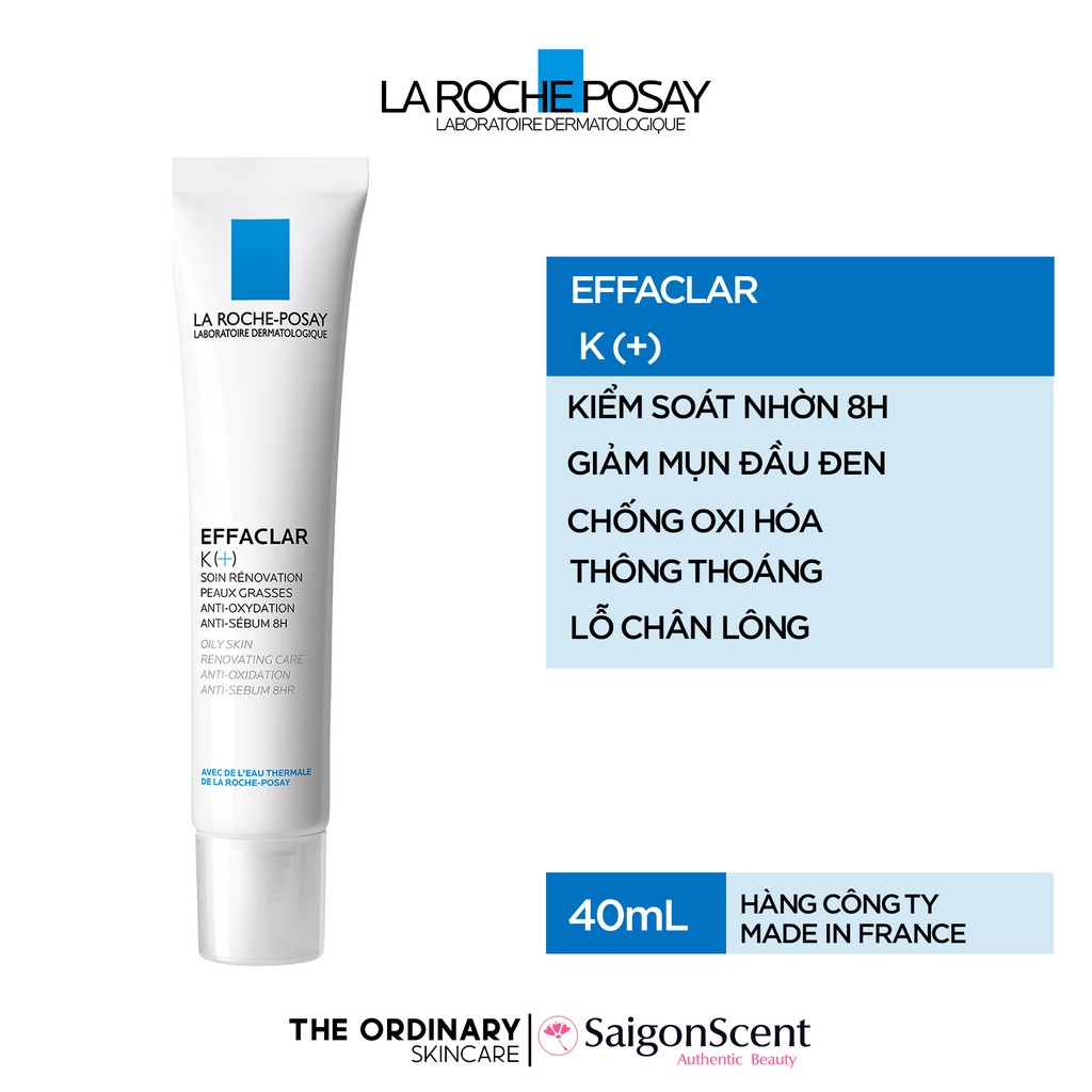 Kem giảm mụn đầu đen La Roche Posay Effaclar K+ ( 40mL )