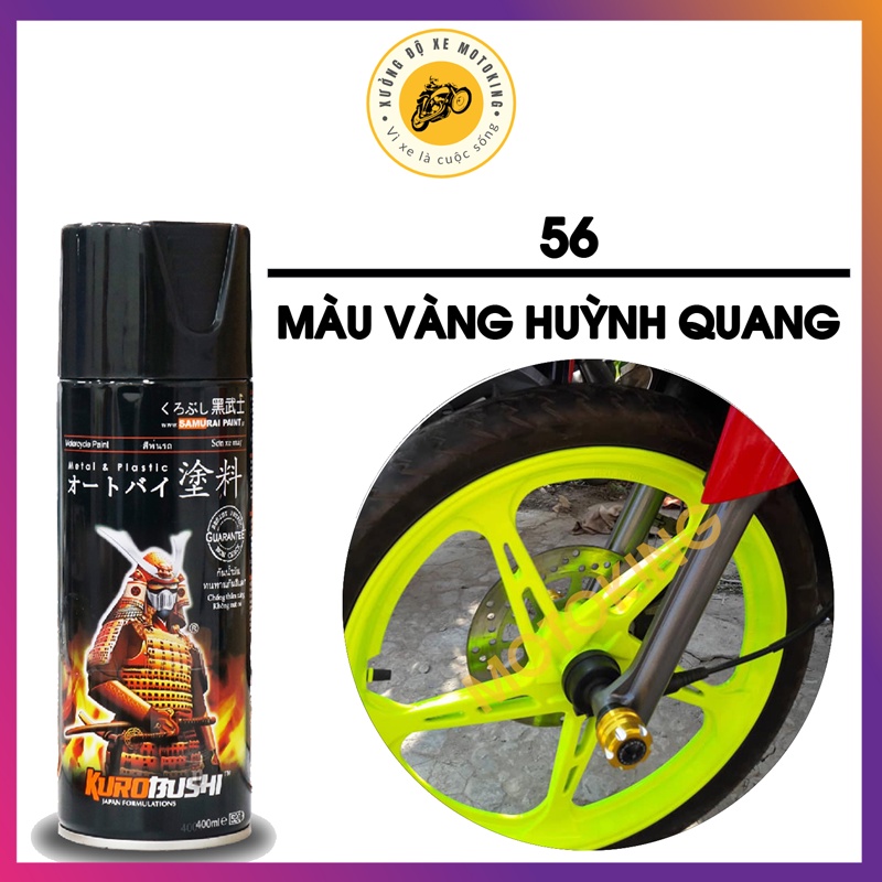 Sơn Samurai màu vàng huỳnh quang 56 - chai sơn xịt chuyên dụng dành cho sơn xe máy