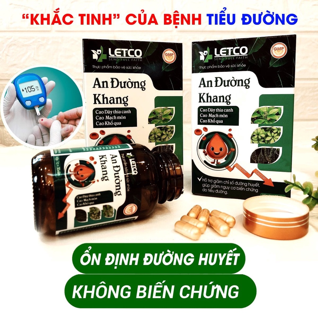 An Đường Khang Letco giúp giảm nguy cơ biến chứng do tiểu đường hộp 30 viên - NT143