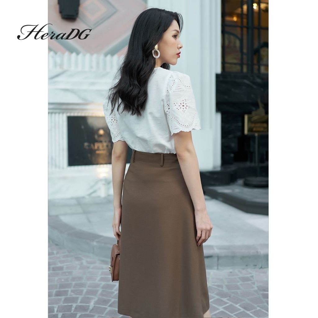 Chân Váy Công Sở Nữ HeraDG Dáng Midi Xòe Nhẹ, Cạp Cao Đính Kèm Hàng Cúc Thời Trang, Chất Vải Tuytsi Cao Cấp SJPBC2012