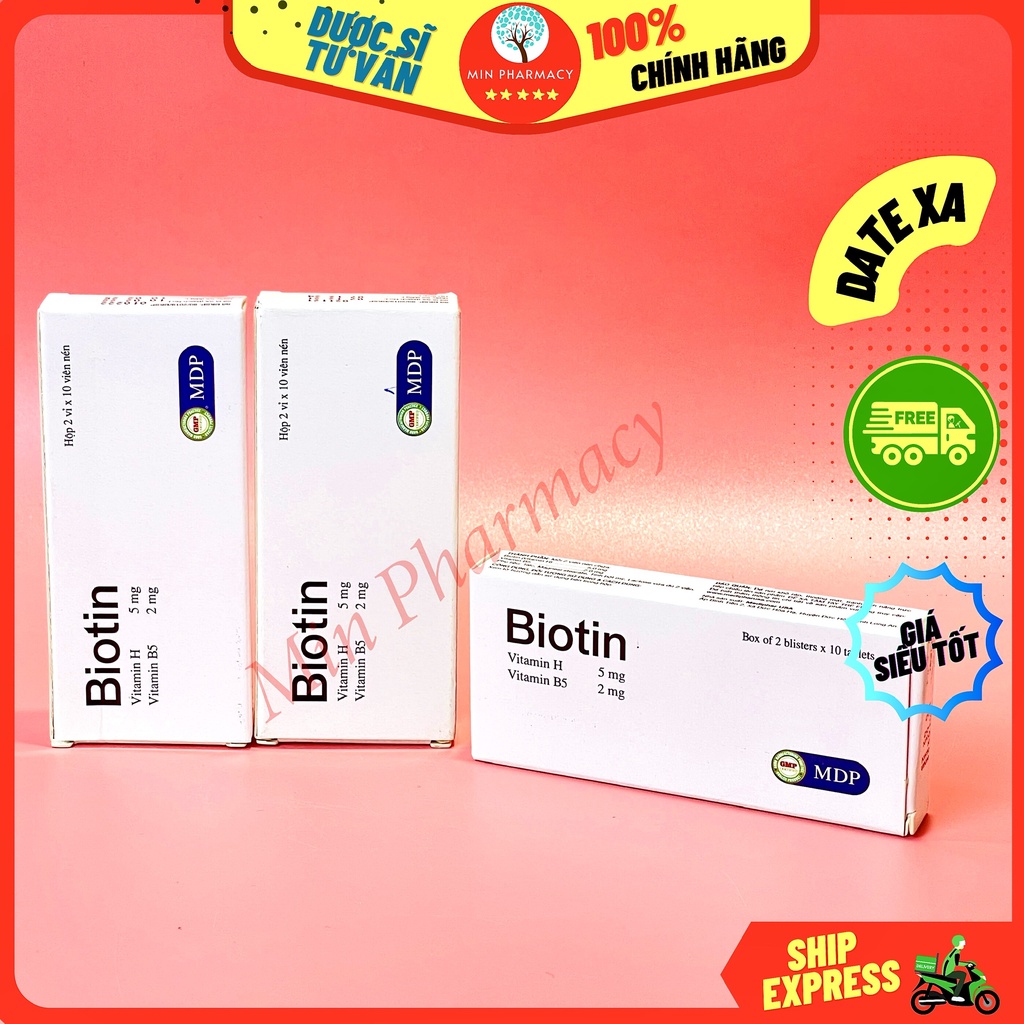 Viên uống Biotin vitamin H Giúp tóc và móng khỏe, Ngừa rụng tóc, Đẹp da - Minpharmacy