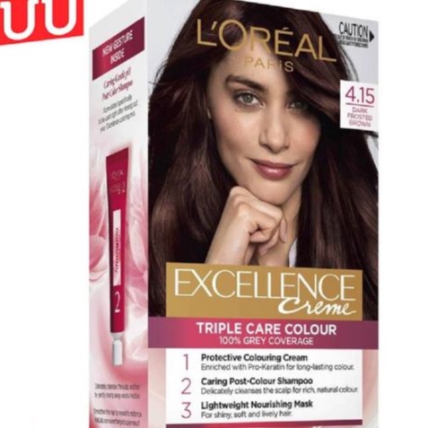 Thuốc nhuộm tóc loreal excellence crème phủ bạc số 4.15 màu nâu tro ánh đỏ 172ml