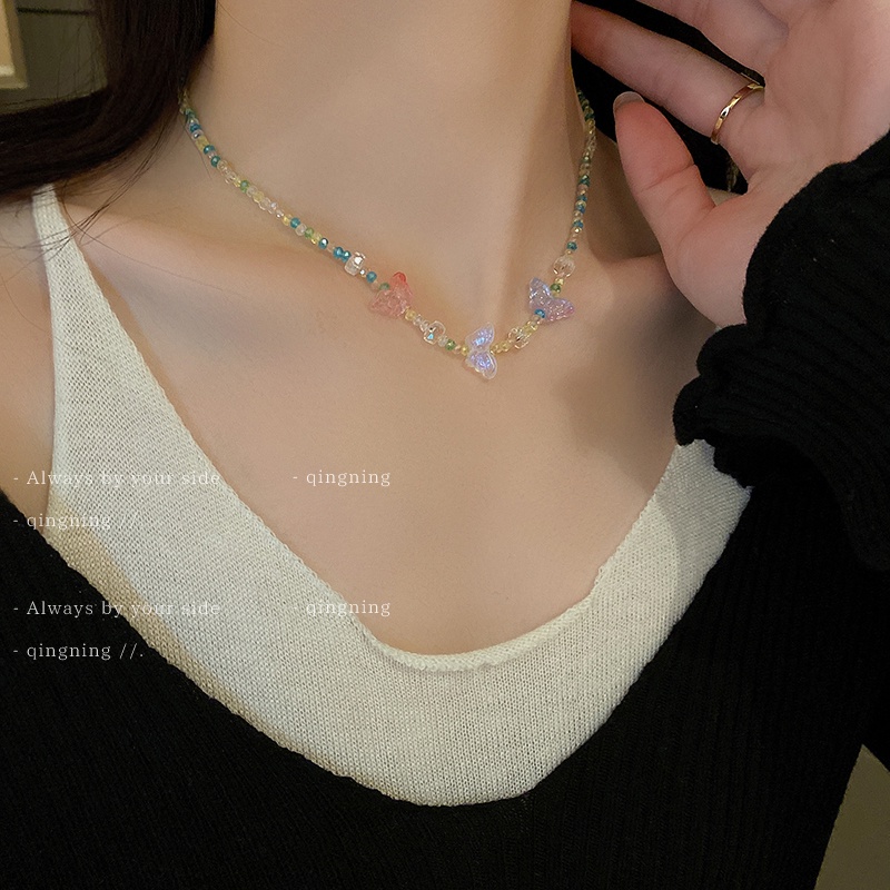 Dây Chuyền Mặt Hình Bướm Đính Đá Pha Lê Phong Cách Hàn Quốc Thời Trang Cho Nữ