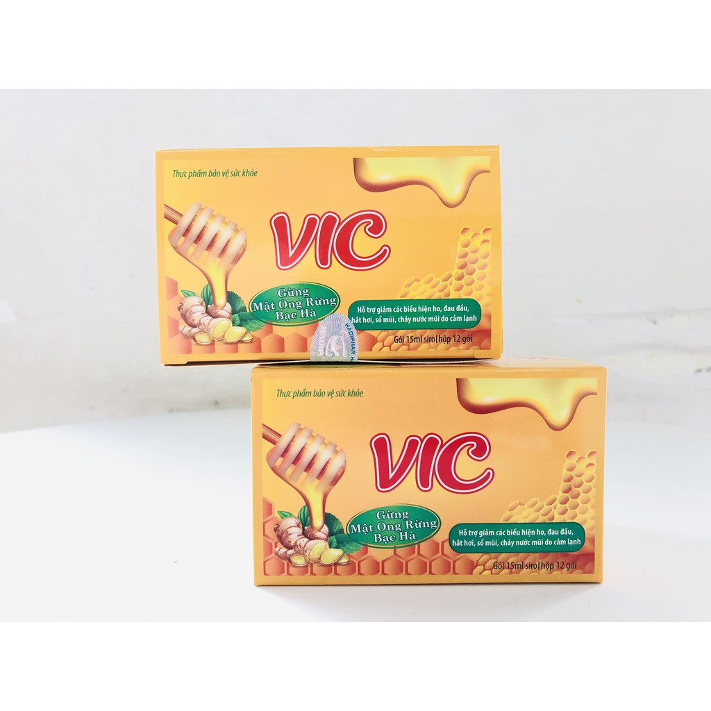 Siro VIC Hỗ trợ giảm ho, đau đầu, hắt hơi, sổ mũi, cảm lạnh - hộp 12 gói