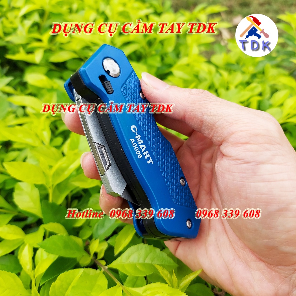 Dao rọc giấy cán xếp gấp gọn A0006 CMART kèm 6 lưỡi dao rọc cáp siêu sắc