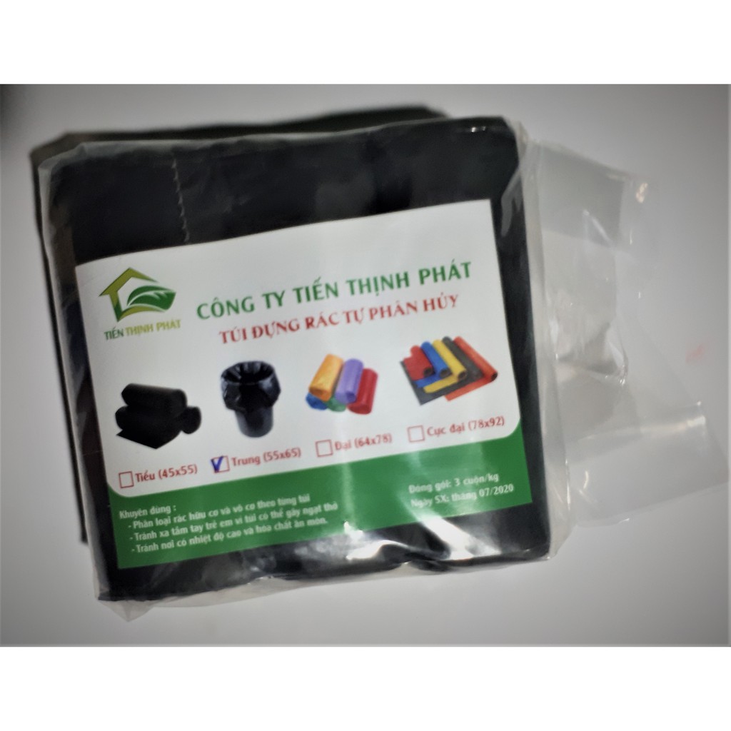 (1 Kg) Túi Rác Cuộn Xé màu đen, Túi Rác Cuộn Xé Tự Phân Hủy, Túi Rác Cuộn Xé Bảo vệ môi trường