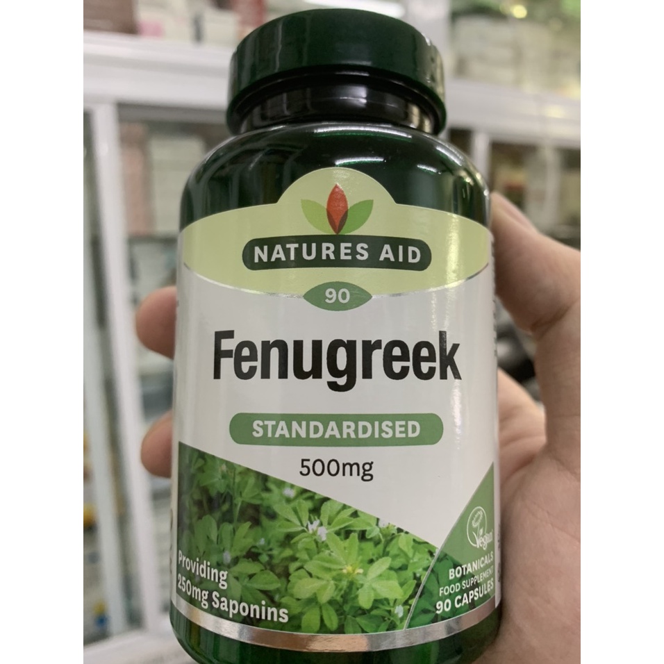 Cỏ Lợi Sữa Natures Aid Fenugreek 500mg - 90 viên - Nội Địa Anh - Mẫu mới