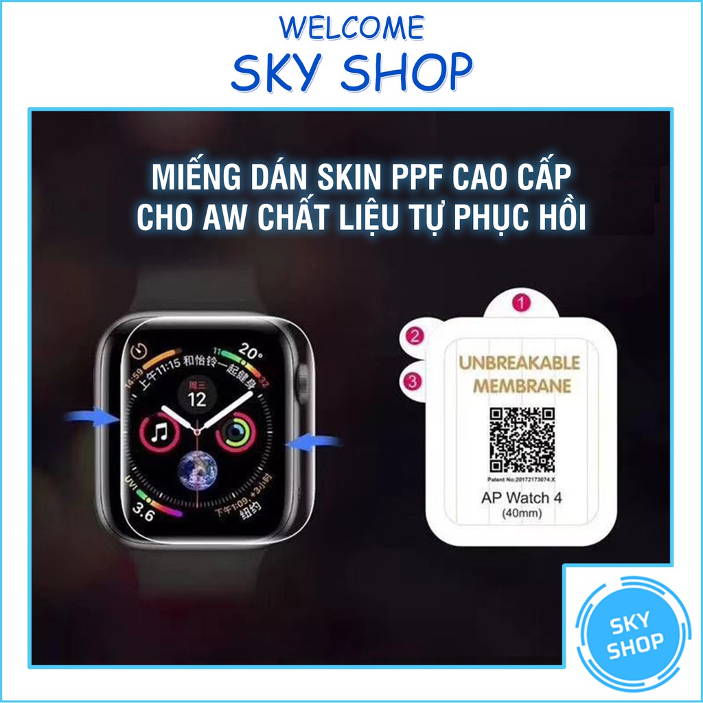 Miếng dán PPF màn hình dành cho Apple Watch Series 38/40/42/44mm cao cấp full màn hình, siêu mỏng, chất liệu tự phục hồi