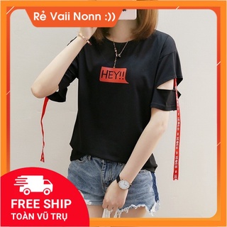 Áo thun cotton tay lỡ hey kiểu dáng bắt mắt