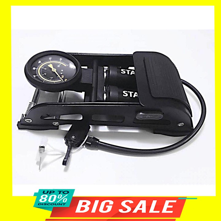 Bơm đạp chân mini stanlays đa năng dùng cho bể bơi ô tô xe máy xe đạp 2 xi lanh max 8kg bơm xe 7 chỗ