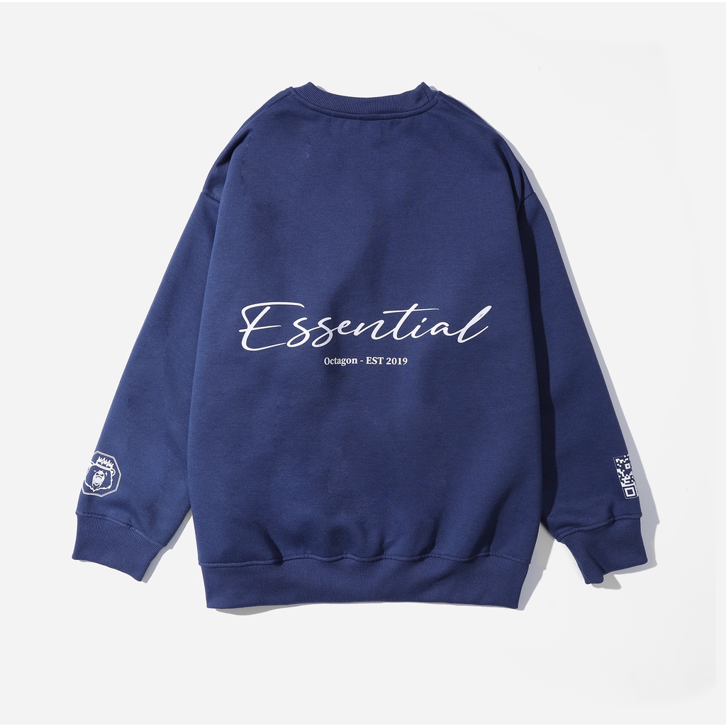 [Mã SKAMFSW175 giảm 10K đơn 50K] Áo Sweater Octagon Essential Nỉ Bông Màu Xanh Navy Form Oversize