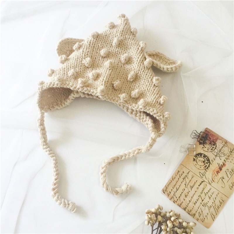 Mũ Beanie Đan Len Giữ Ấm Tai Dễ Thương Cho Bé Sơ Sinh