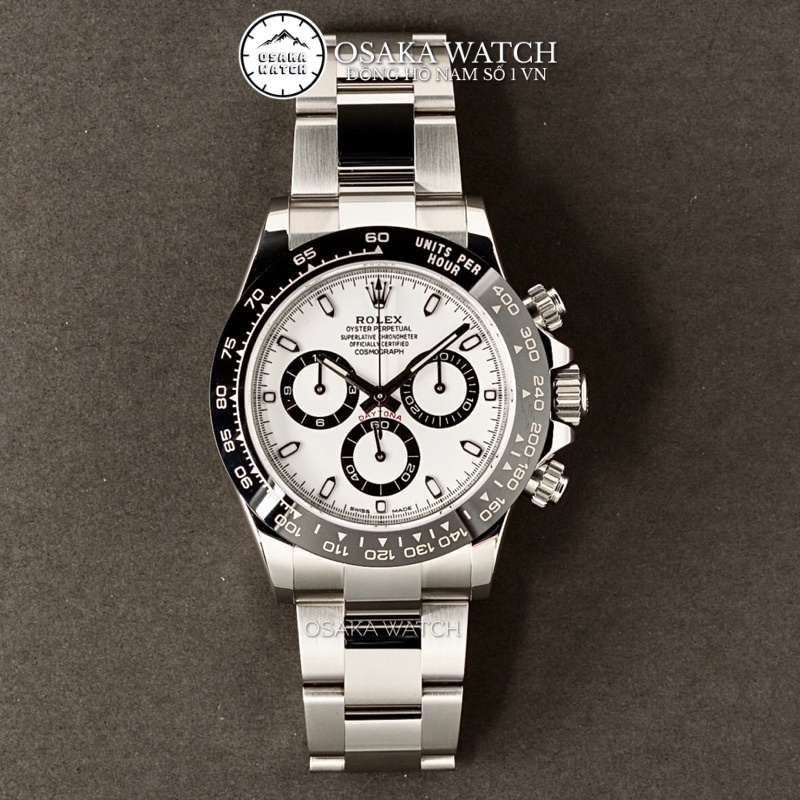 Đồng Hồ Nam Cơ Automatic Rolex Daytona 40mm Dây Kim Loại Chạy Full 6 Kim Hàng Cao Cấp Fullbox Chuẩn - Màu Trắng
