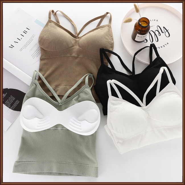 Áo Ngực Không Gọng Không Đường May Phối Dây Chéo Có Thể Tháo Rời Thời Trang Cho Nữ