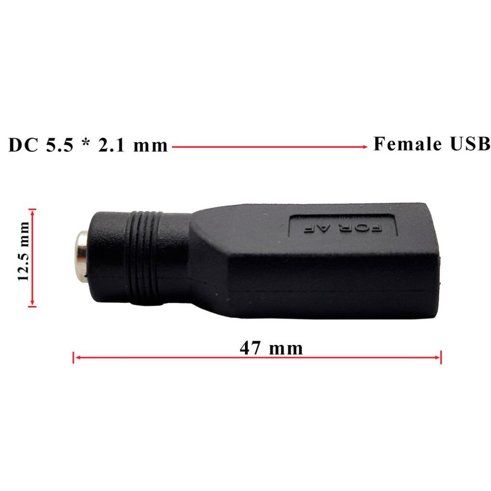 Đầu chuyển đổi DC 5.5x2.1mm sang USB cái