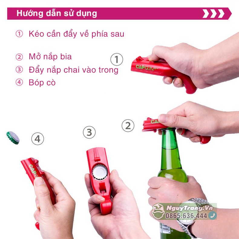 CAPGUN Thiết bị mở nắp bia, nước ngọt hình súng, mở nắp và bắn ra ngoài